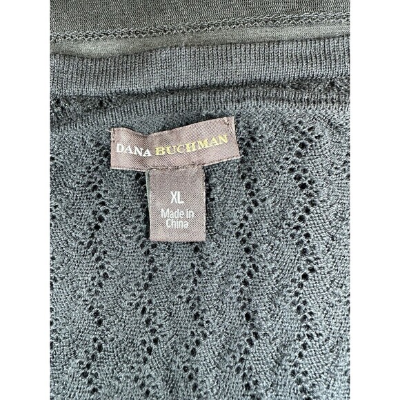Dana Buchman woman Size XL Black l/S lined‎ sequined  V Neck Dressy Sweater Top - Picture 7 of 7